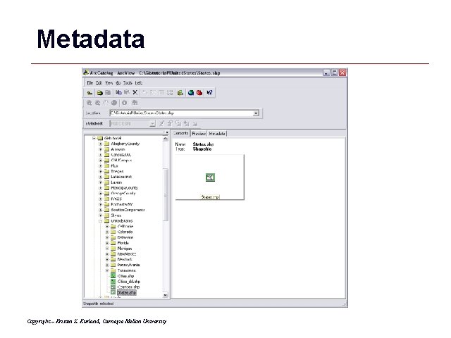 Metadata Copyright – Kristen S. Kurland, Carnegie Mellon University GIS 42 