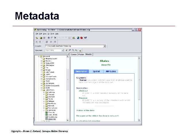Metadata Copyright – Kristen S. Kurland, Carnegie Mellon University GIS 44 
