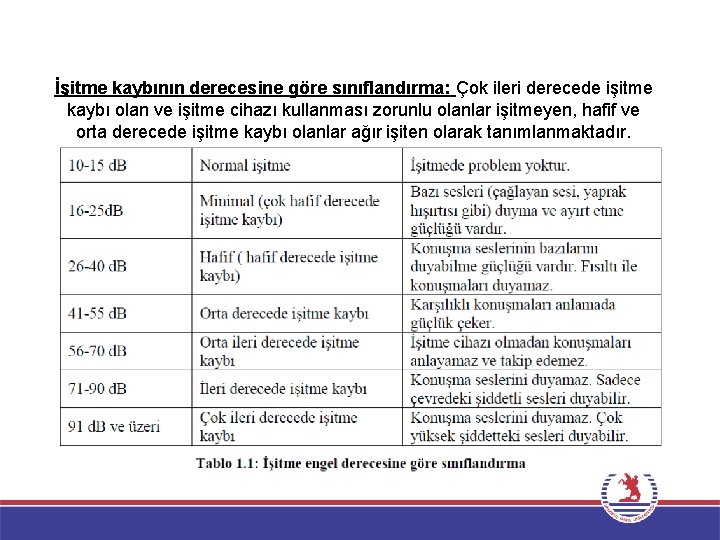 İşitme kaybının derecesine göre sınıflandırma: Çok ileri derecede işitme kaybı olan ve işitme cihazı