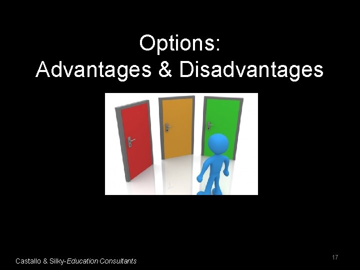 Options: Advantages & Disadvantages Castallo & Silky-Education Consultants 17 