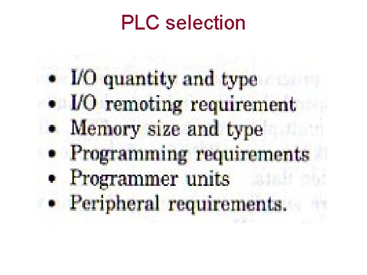 PLC selection 