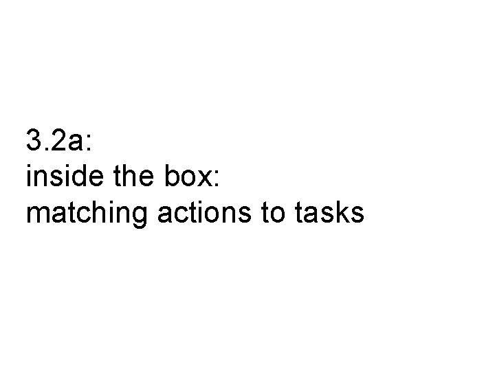 3. 2 a: inside the box: matching actions to tasks 