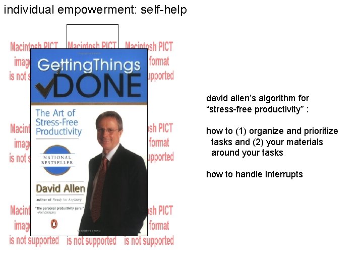 individual empowerment: self-help david allen’s algorithm for “stress-free productivity” : how to (1) organize