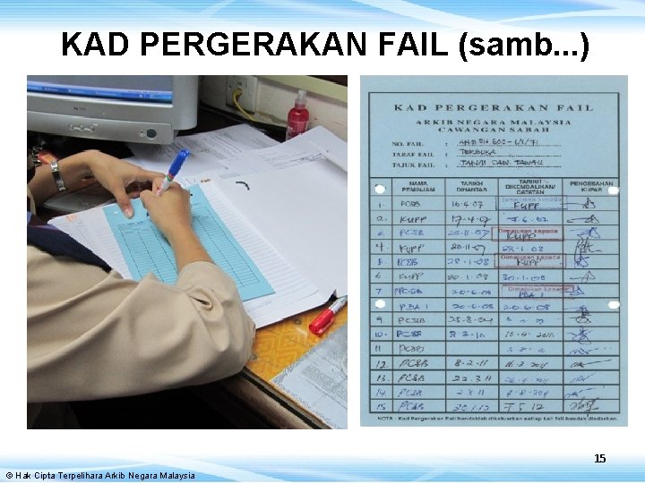 KAD PERGERAKAN FAIL (samb. . . ) 15 © Hak Cipta Terpelihara Arkib Negara