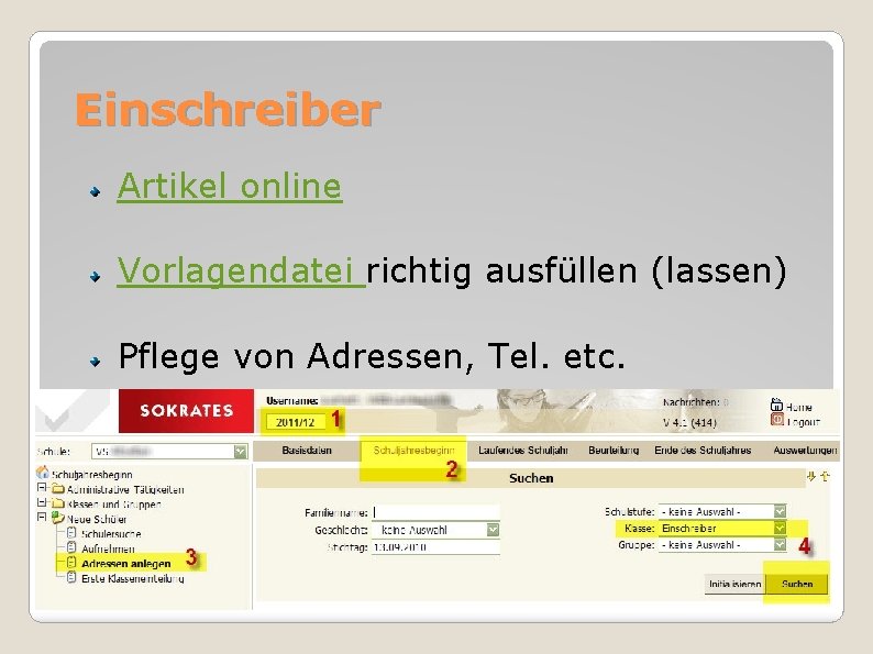 Einschreiber Artikel online Vorlagendatei richtig ausfüllen (lassen) Pflege von Adressen, Tel. etc. 