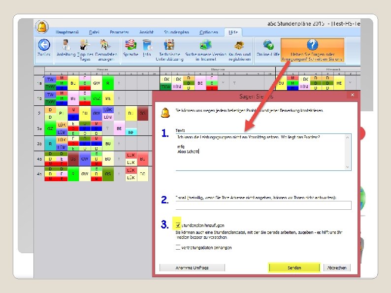 a. Sc Stundenplan inkl. Vertretungsplan u. Pausenaufsicht Lernprogramm, Assistent, Online-Hilfe Unterstützungsanfrage mit Planbeilage 