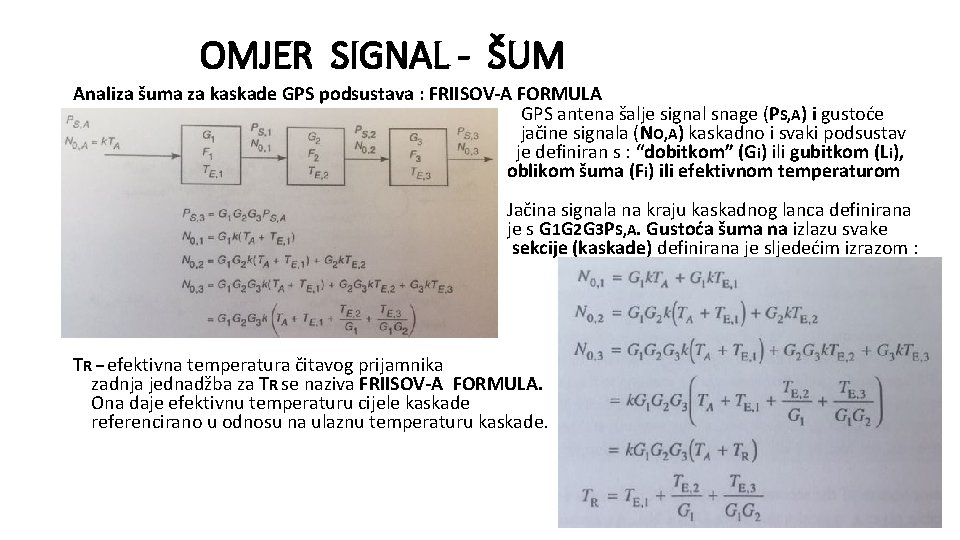 OMJER SIGNAL - ŠUM Analiza šuma za kaskade GPS podsustava : FRIISOV-A FORMULA GPS