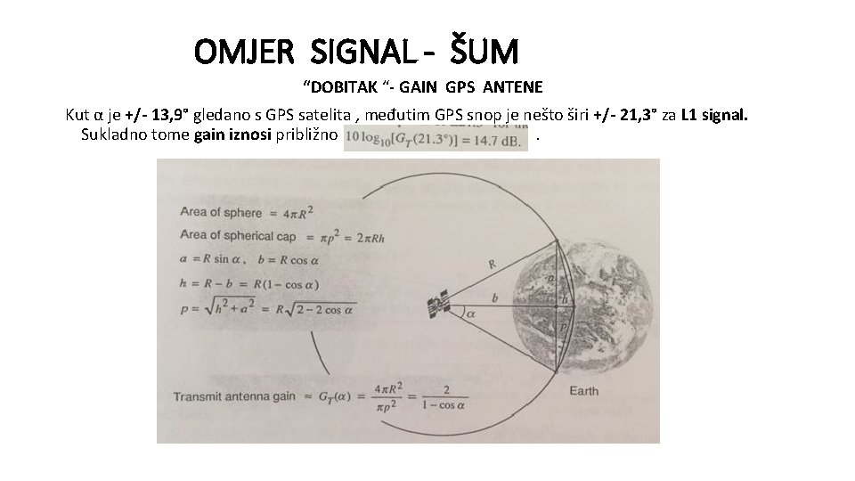 OMJER SIGNAL - ŠUM “DOBITAK “- GAIN GPS ANTENE Kut α je +/- 13,