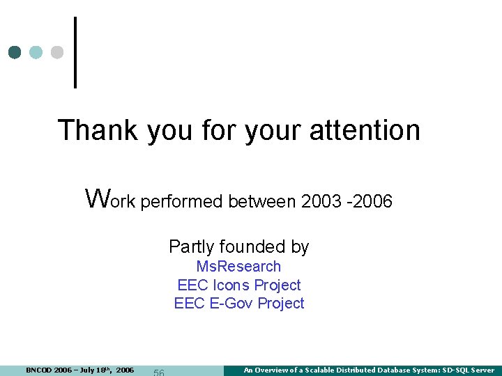 Thank you for your attention Work performed between 2003 -2006 Partly founded by Ms. Thank you for your attention Work performed between 2003 -2006 Partly founded by Ms.