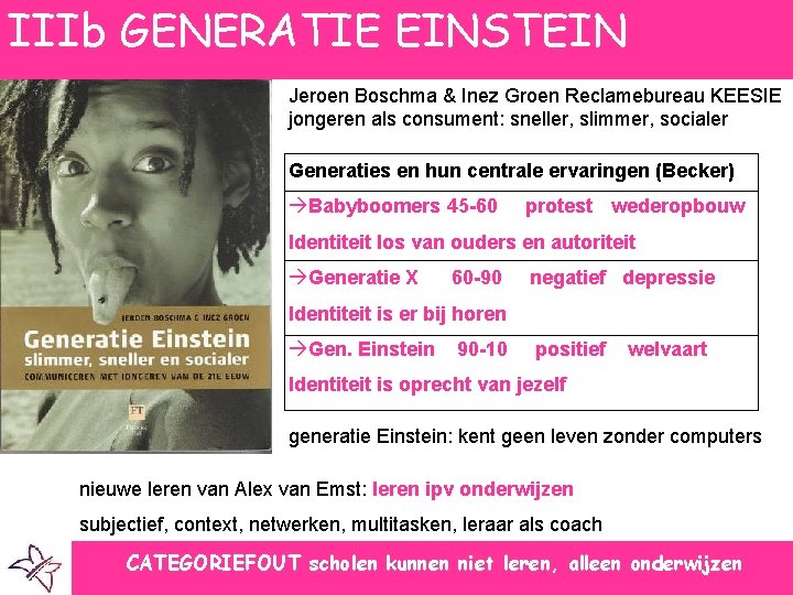 IIIb GENERATIE EINSTEIN Jeroen Boschma & Inez Groen Reclamebureau KEESIE jongeren als consument: sneller,