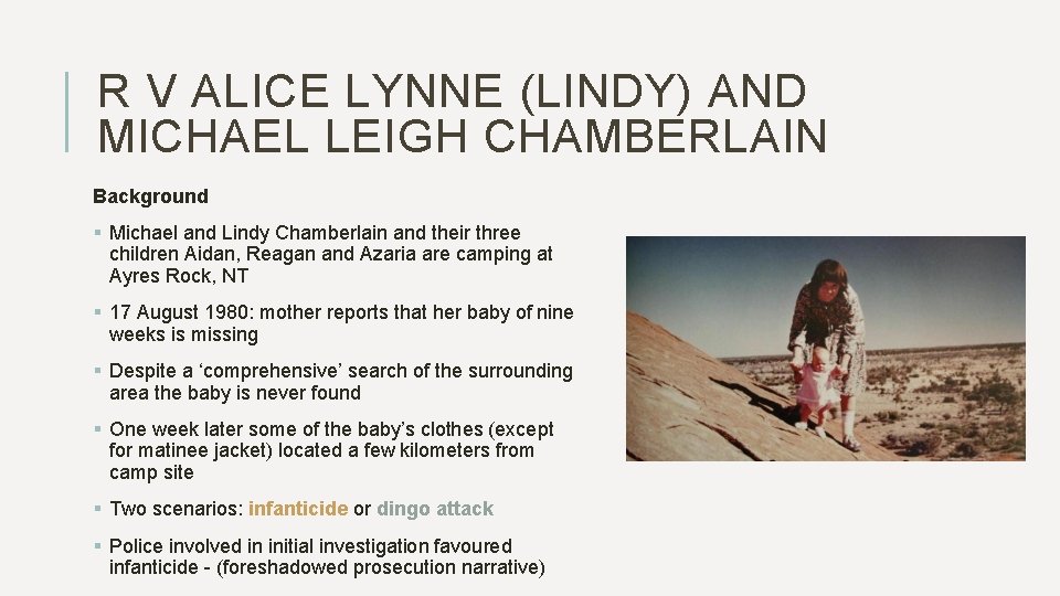 R V ALICE LYNNE (LINDY) AND MICHAEL LEIGH CHAMBERLAIN Background § Michael and Lindy