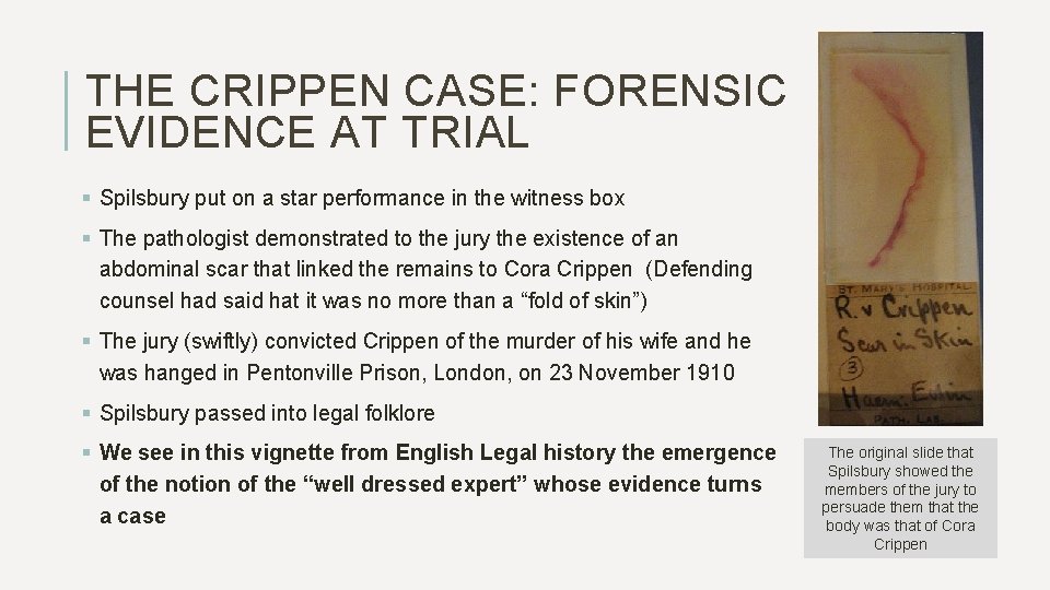 THE CRIPPEN CASE: FORENSIC EVIDENCE AT TRIAL § Spilsbury put on a star performance
