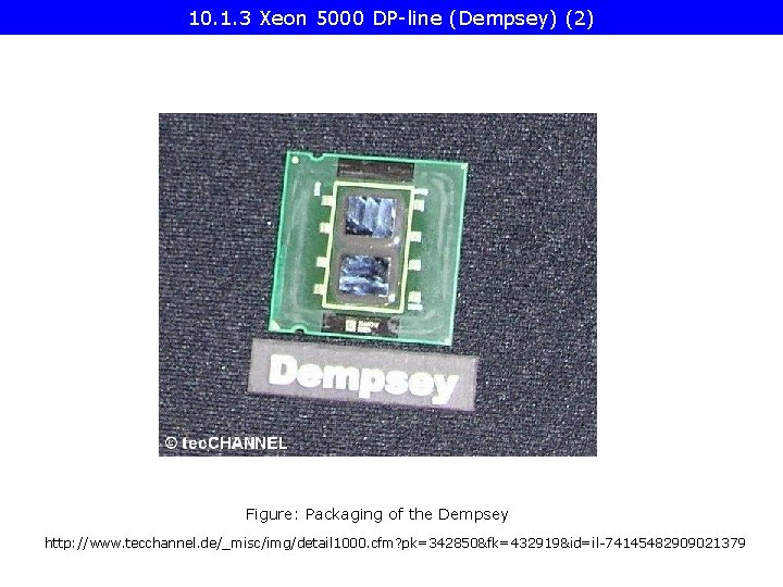 10. 1. 3 Xeon 5000 DP-line (Dempsey) (2) Figure: Packaging of the Dempsey http: