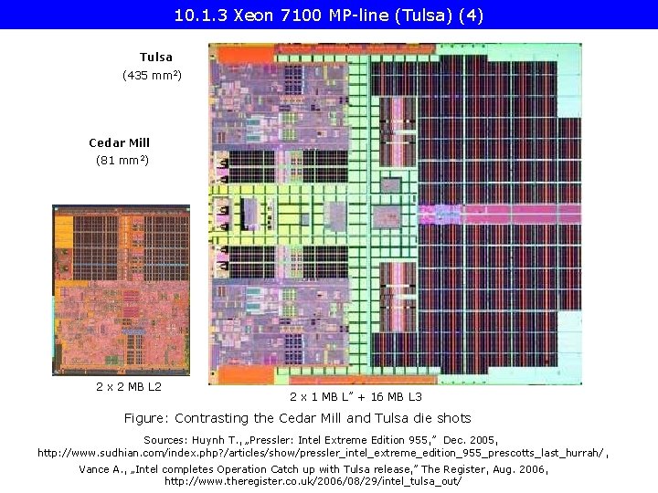 10. 1. 3 Xeon 7100 MP-line (Tulsa) (4) Tulsa (435 mm 2) Cedar Mill