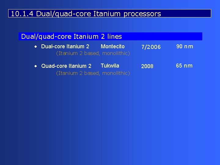 10. 1. 4 Dual/quad-core Itanium processors Dual/quad-core Itanium 2 lines • Dual-core Itanium 2