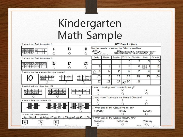 Kindergarten Math Sample 