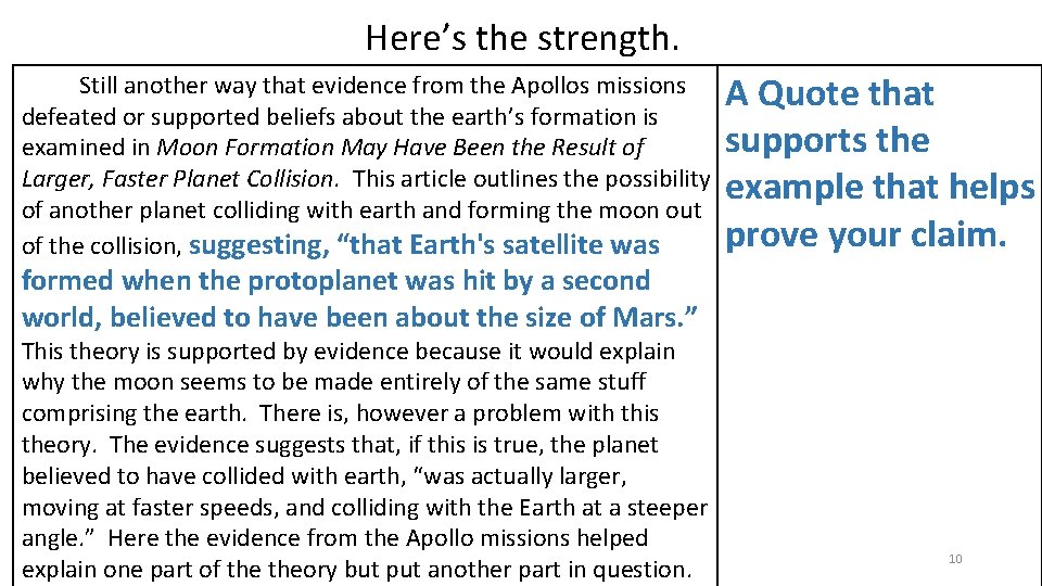 Here’s the strength. Still another way that evidence from the Apollos missions defeated or