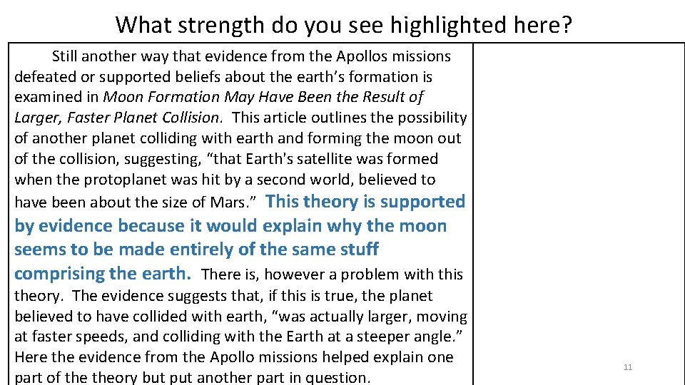 What strength do you see highlighted here? Still another way that evidence from the