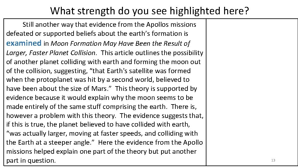 What strength do you see highlighted here? Still another way that evidence from the