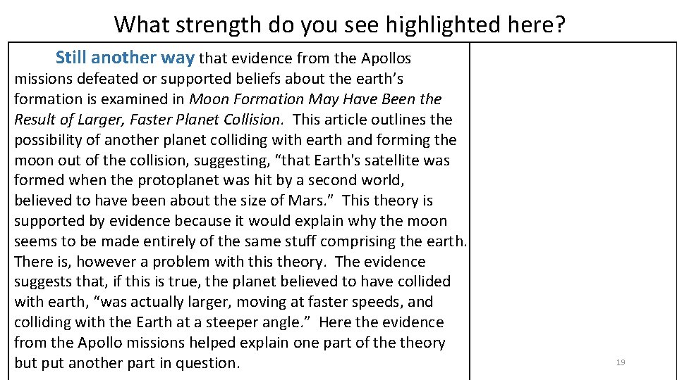 What strength do you see highlighted here? Still another way that evidence from the