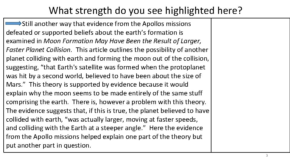 What strength do you see highlighted here? Still another way that evidence from the