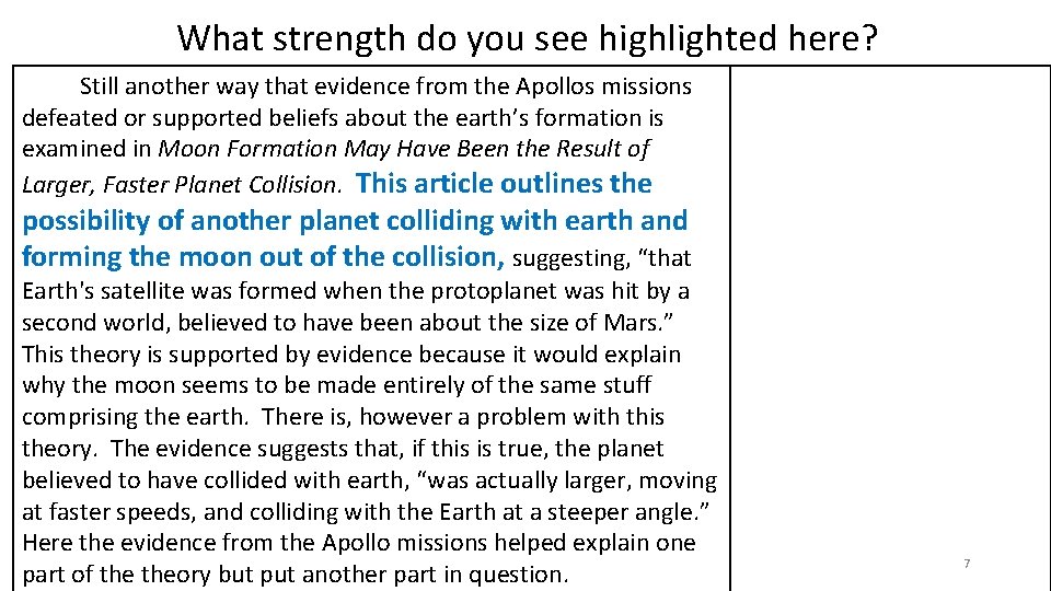 What strength do you see highlighted here? Still another way that evidence from the