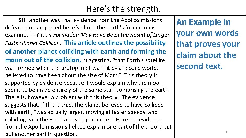 Here’s the strength. Still another way that evidence from the Apollos missions defeated or