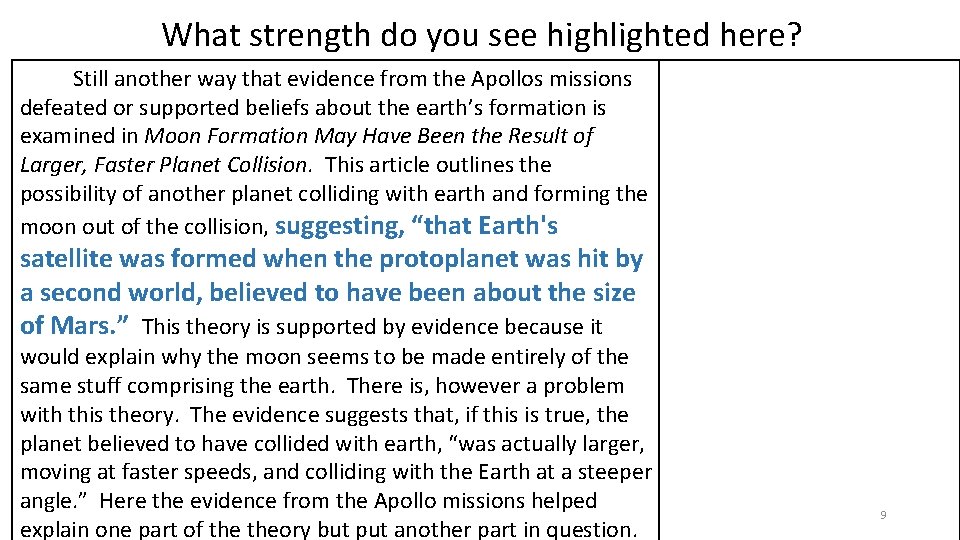 What strength do you see highlighted here? Still another way that evidence from the