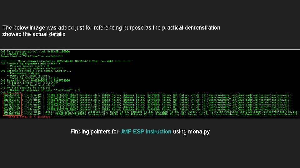 The below image was added just for referencing purpose as the practical demonstration showed The below image was added just for referencing purpose as the practical demonstration showed