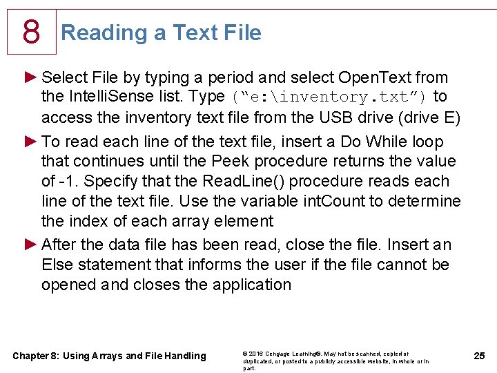 8 Reading a Text File ► Select File by typing a period and select 8 Reading a Text File ► Select File by typing a period and select