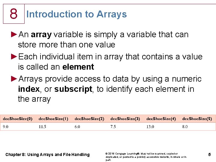 8 Introduction to Arrays ►An array variable is simply a variable that can store 8 Introduction to Arrays ►An array variable is simply a variable that can store