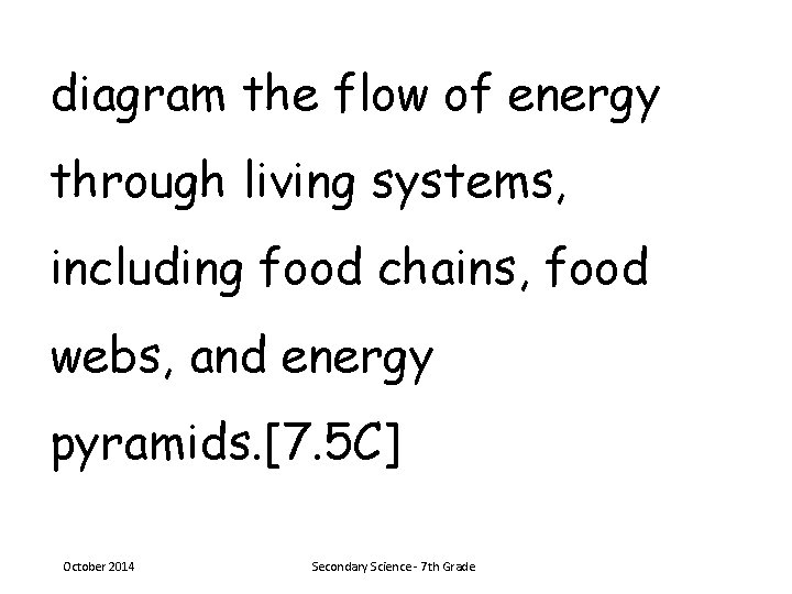 diagram the flow of energy through living systems, including food chains, food webs, and