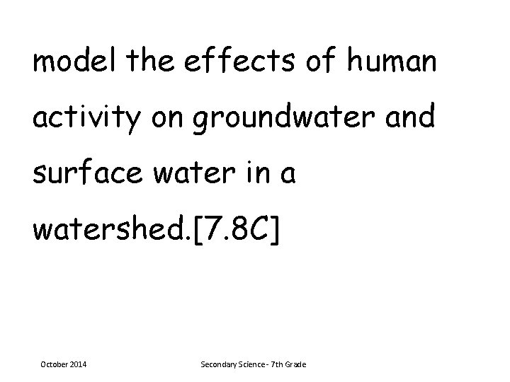 model the effects of human activity on groundwater and surface water in a watershed.