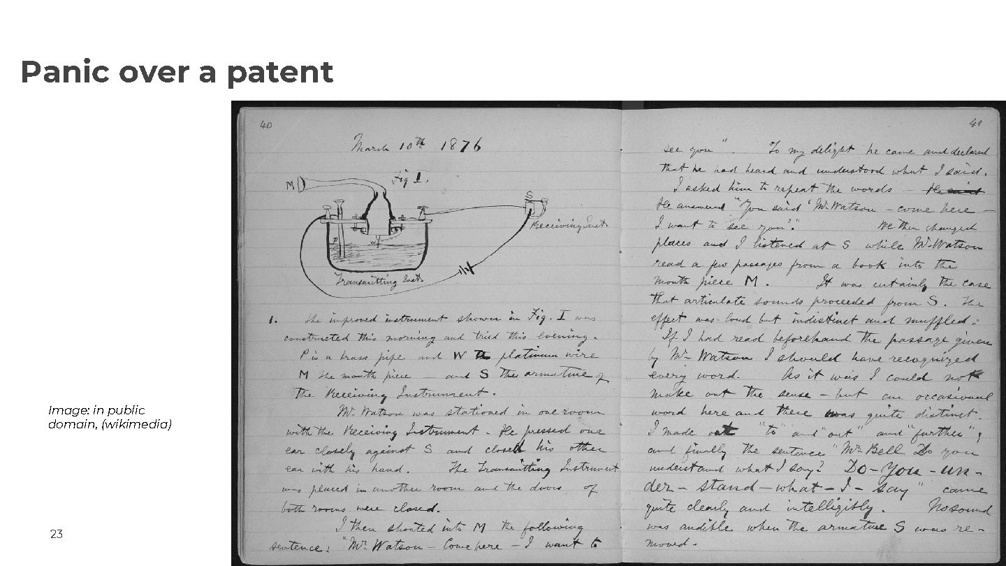 Panic over a patent Image: in public domain, (wikimedia) 23 