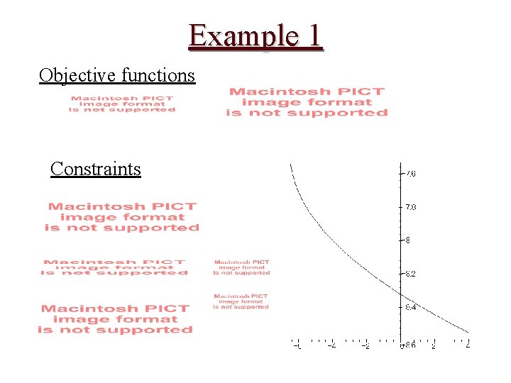 Example 1 Objective functions Constraints 