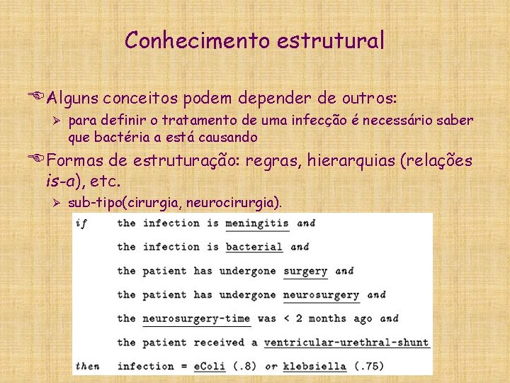 Conhecimento estrutural EAlguns conceitos podem depender de outros: Ø para definir o tratamento de