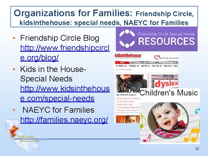 Organizations for Families: Friendship Circle, kidsinthehouse: special needs, NAEYC for Families • Friendship Circle