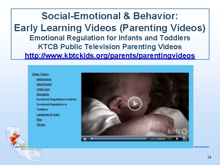 Social-Emotional & Behavior: Early Learning Videos (Parenting Videos) Emotional Regulation for Infants and Toddlers