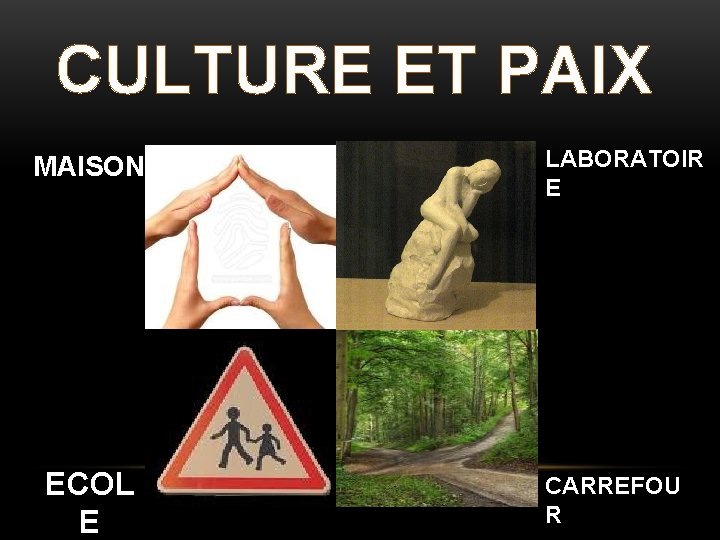 CULTURE ET PAIX MAISON ECOL E LABORATOIR E CARREFOU R 