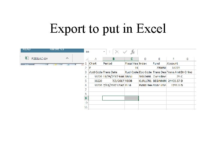 Export to put in Excel 