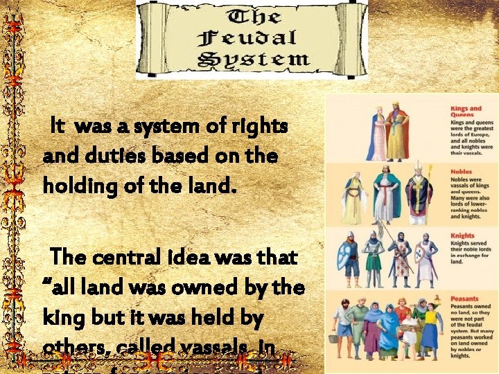 It was a system of rights and duties based on the holding of the