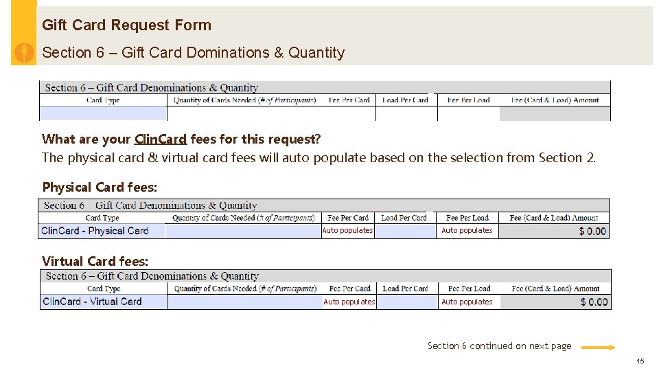 Gift Card Request Form Section 6 – Gift Card Dominations & Quantity What are