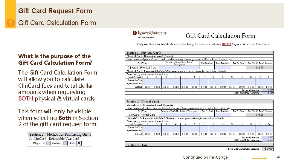 Gift Card Request Form Gift Card Calculation Form What is the purpose of the