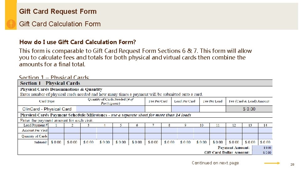Gift Card Request Form Gift Card Calculation Form How do I use Gift Card