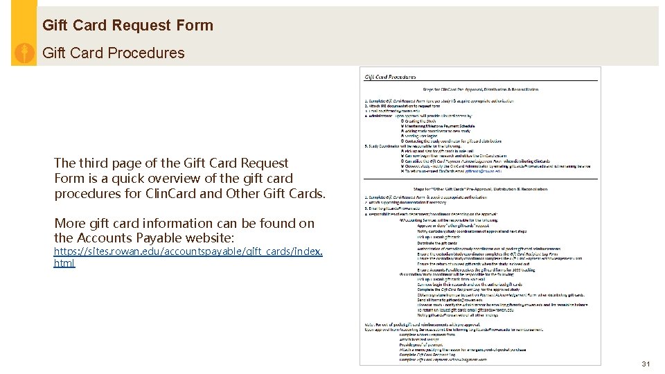 Gift Card Request Form Gift Card Procedures The third page of the Gift Card