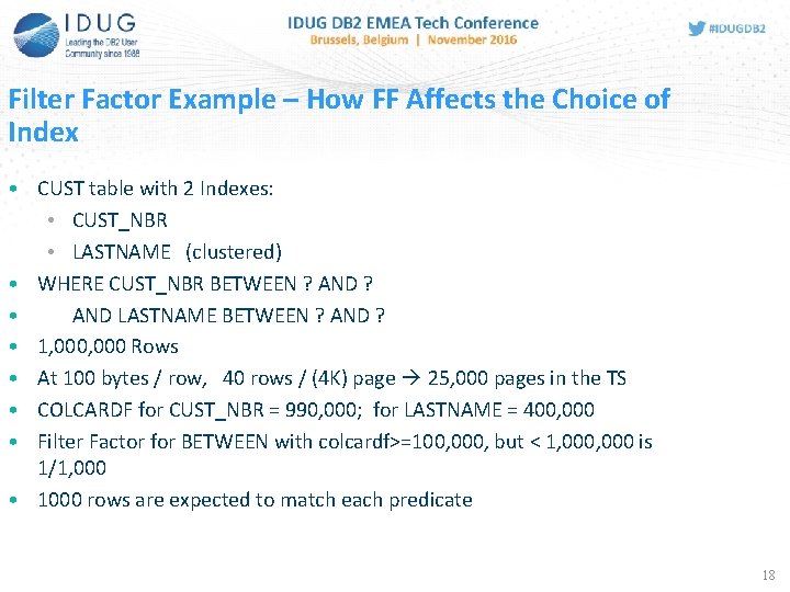 Filter Factor Example – How FF Affects the Choice of Index • CUST table