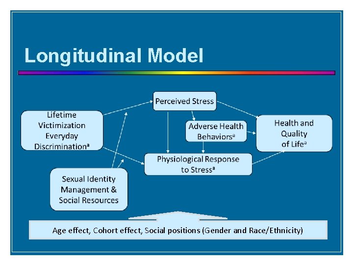 Longitudinal Model Age effect, Cohort effect, Social positions (Gender and Race/Ethnicity) 