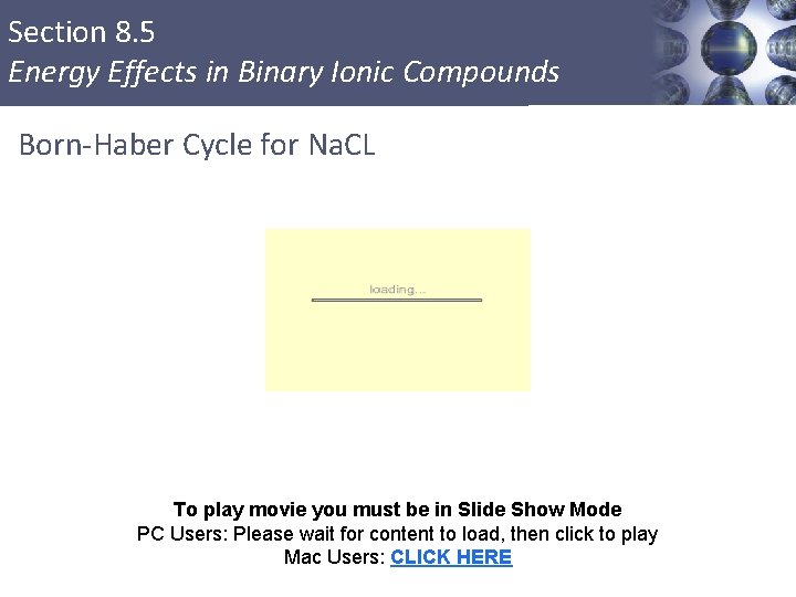 Section 8. 5 Energy Effects in Binary Ionic Compounds Born-Haber Cycle for Na. CL