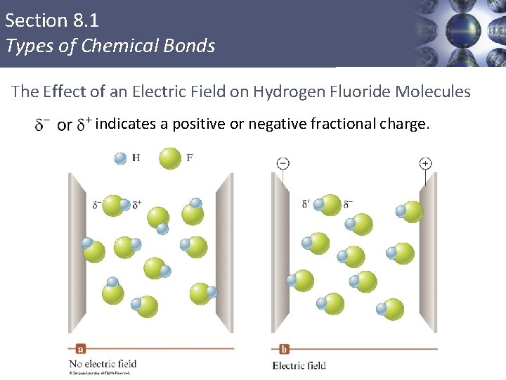 Section 8. 1 Types of Chemical Bonds The Effect of an Electric Field on