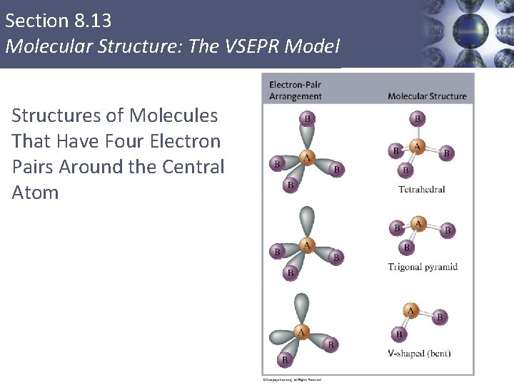 Section 8. 13 Molecular Structure: The VSEPR Model Structures of Molecules That Have Four
